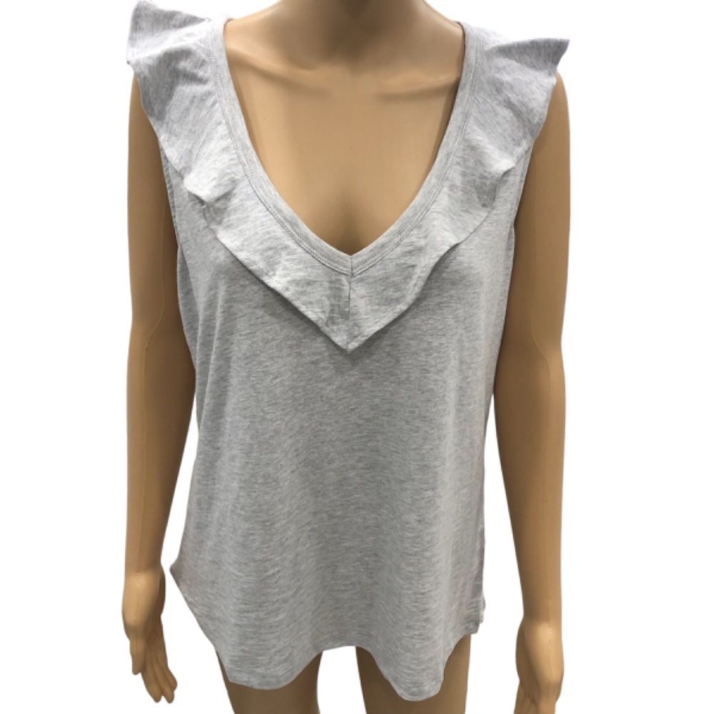 WHBM Outlet Sleeveless Ruffle V Neck Tank Top - Picture 2 of 12